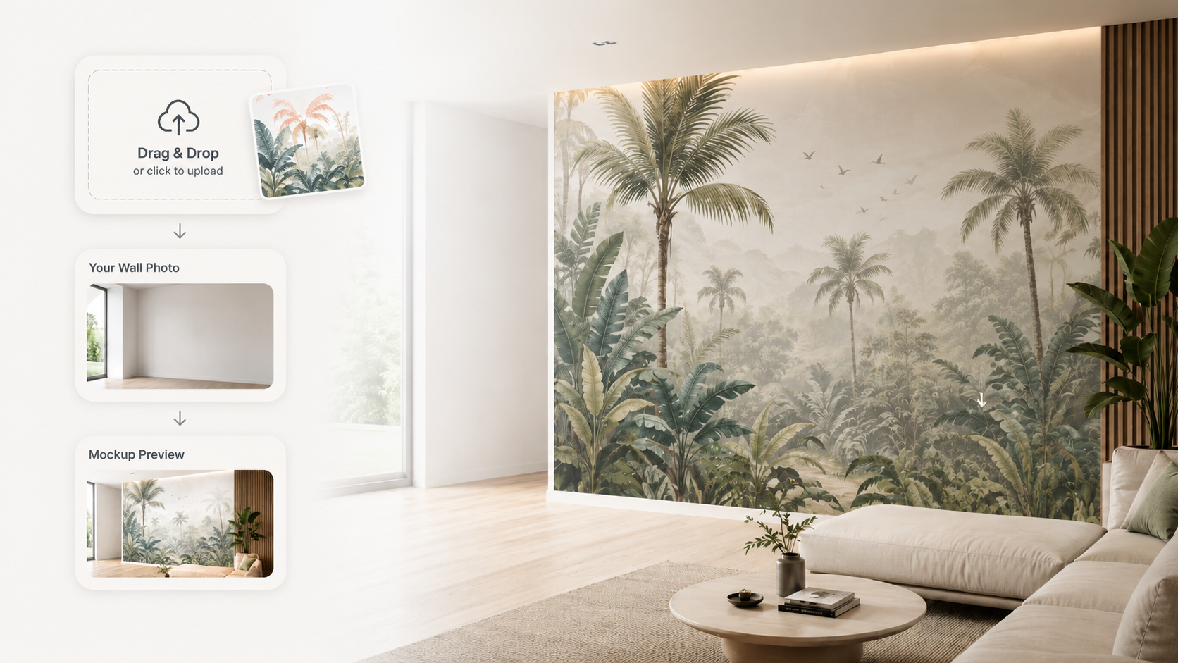 Upload your wall photo and preview a custom mural design